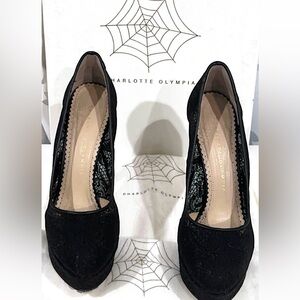 Charlotte Olympia Black Glitter Heels